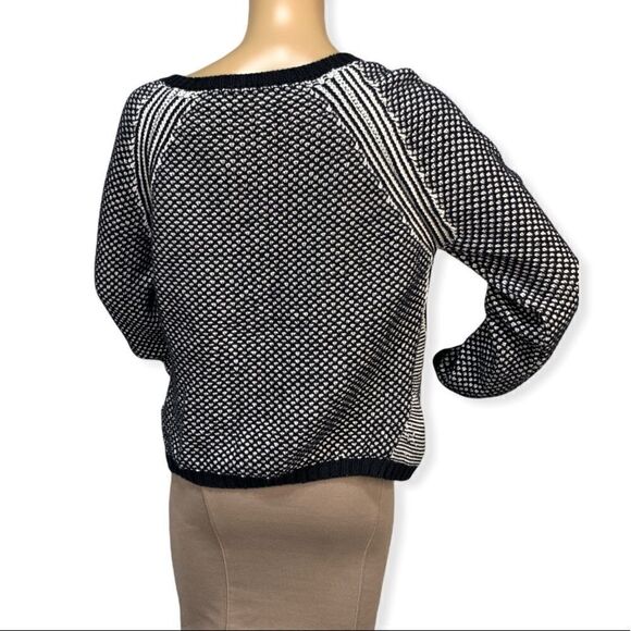 SINEQUANONE Paris Knit Offset Zip Moto Style Black and White Jacket - Picture 2 of 9